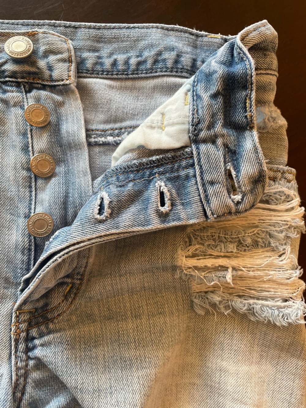 AE Light Wash Distressed Women's Denim Shorts - Picture 5 of 5